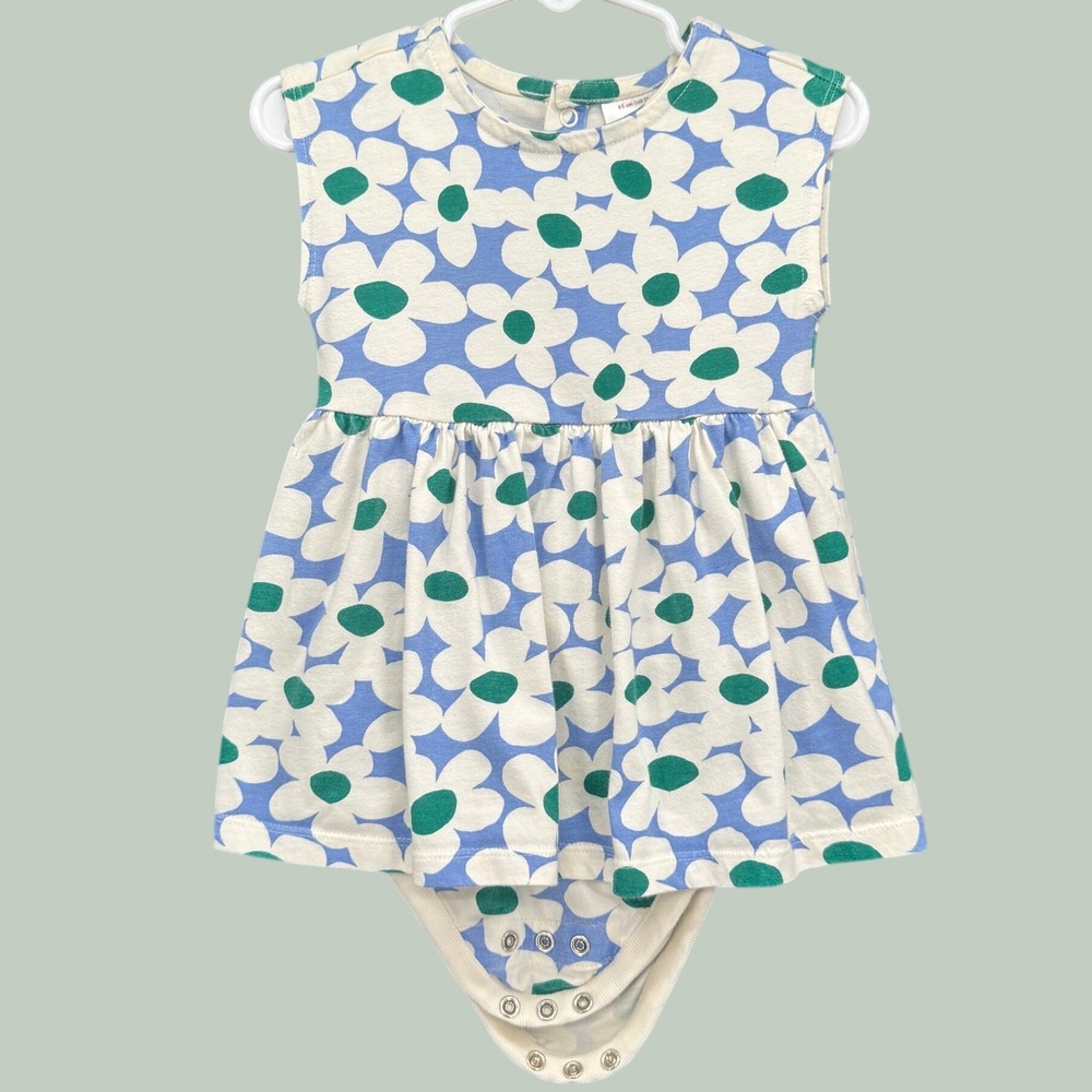 Hanna Andersson Floral Cotton Bodysuit Dress Size 2T 85cm